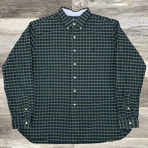 Ralph Lauren Shirt‎ Vintage Mens 2XL Custom Fit Tartan Plaid Button Up Mini Pony - Picture 1 of 9